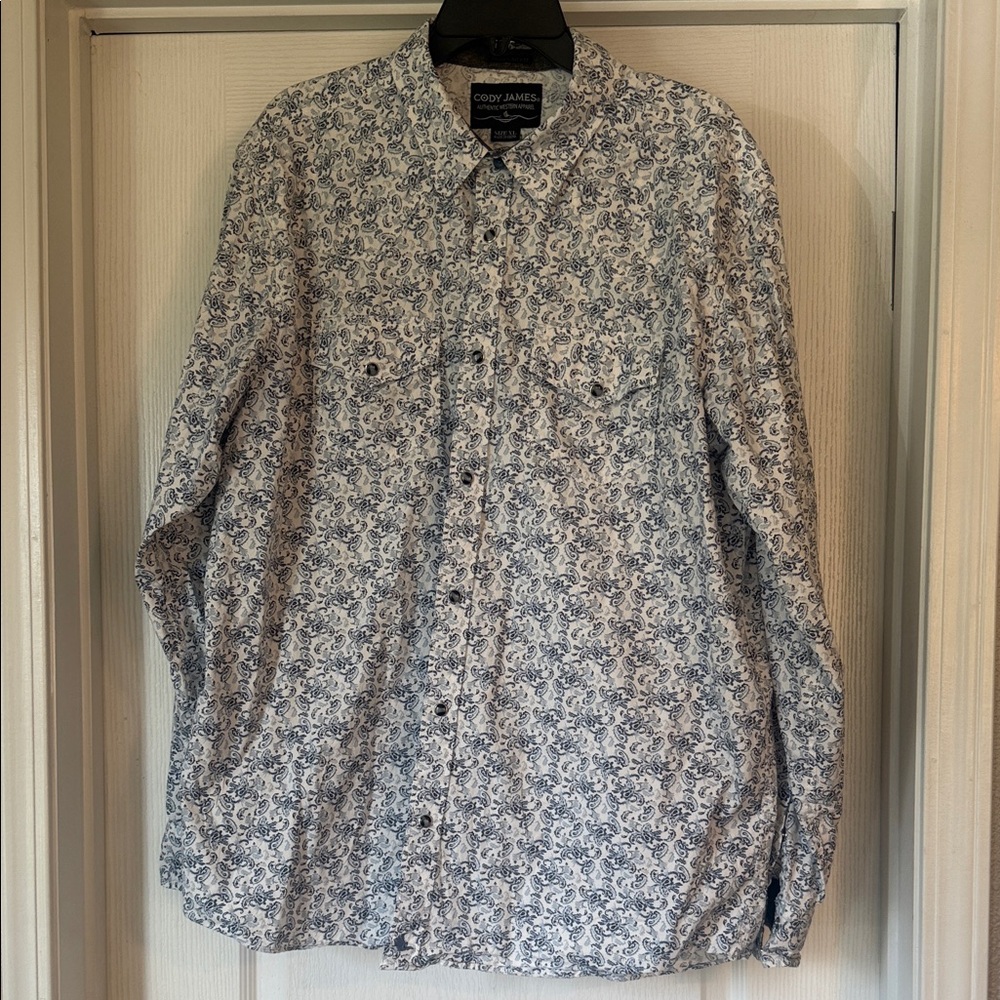 Cody James Men's White and Blue button up Shirt